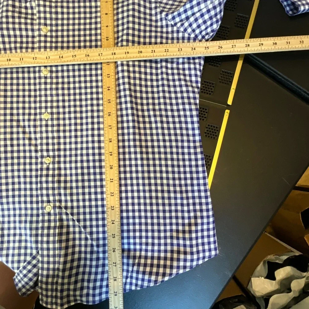 Polo Ralph Lauren Mens‎ XL Gingham Button Down Shirt Navy White Cotton Long Slv